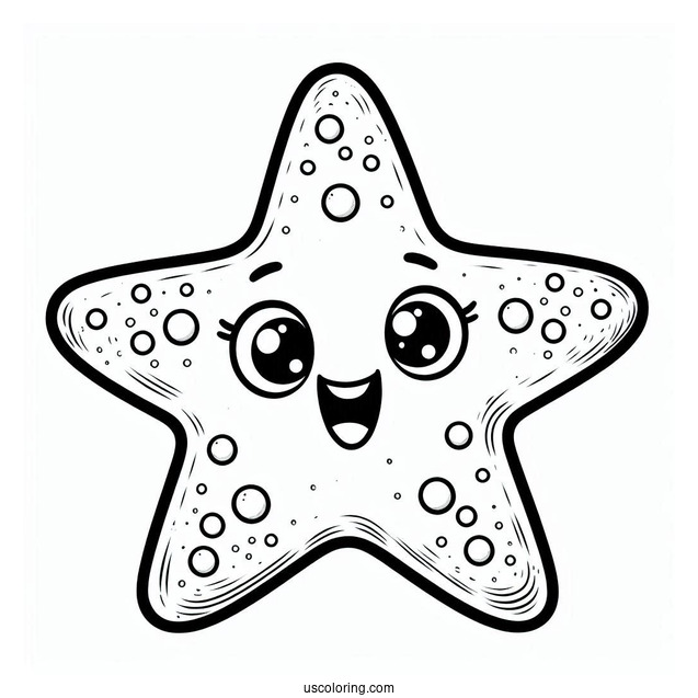Smiling Cartoon Starfish Coloring Page