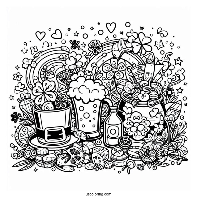 Celebratory Happy St Patrick_s Day Coloring Page