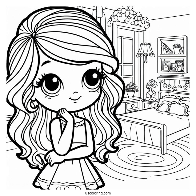 Polly Pocket Coloring Page In Her Bedroom For Kids