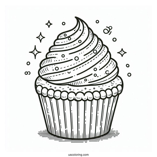 Cupcake With Icing And Sprinkles To Color