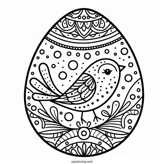 Bird And Polka Dots Easter Egg Design