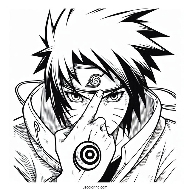 Sasuke Coloring Page Using Sharingan In Shippuden