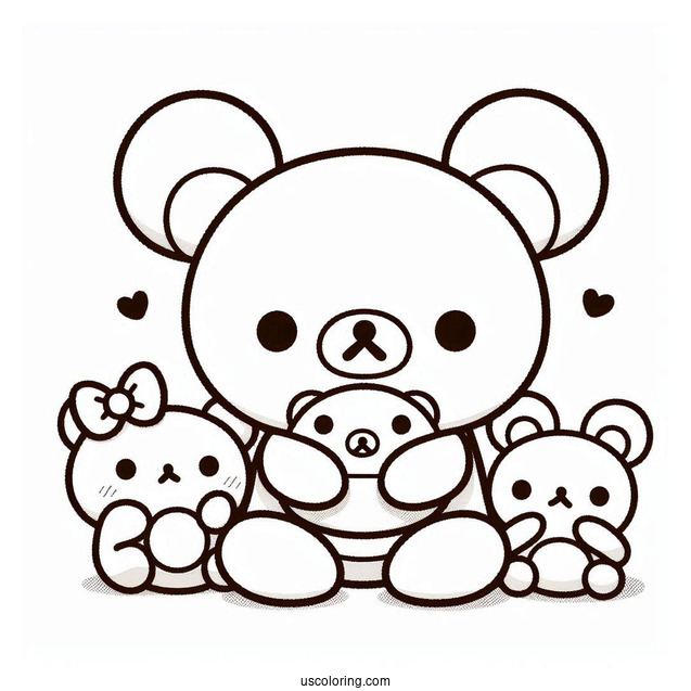Kiiroitori, Rilakkuma Coloring Page And Chairoikaguma Hugging Rilakkuma