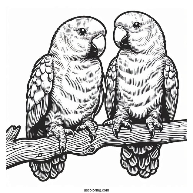 Two Detailed Eclectus Parrots To Color