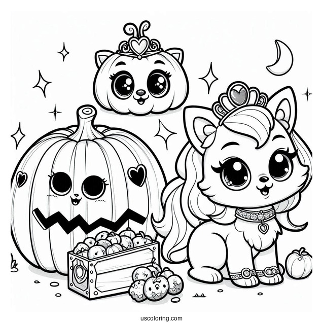 Palace Pets Coloring Page Of Cute Pumpkin, Treasure, And Berry For Kids