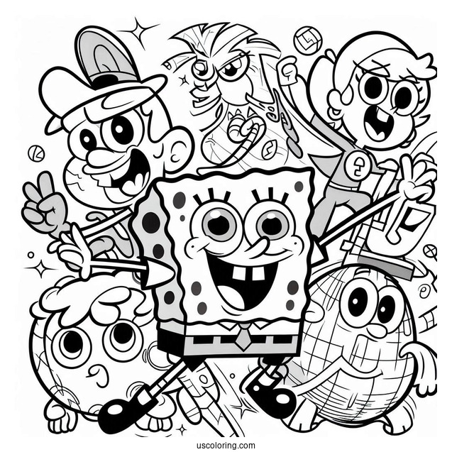 Famous Nickelodeon Coloring Page Of Characters Poster