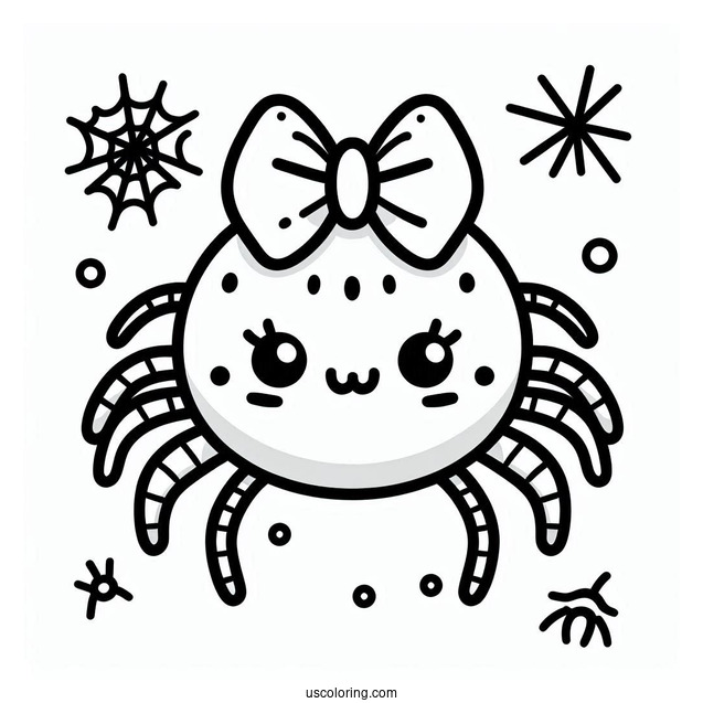 Cute Cartoon Spider Coloring Page For Kids