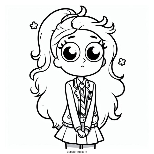 Rick and Morty Coloring Page Of Morty s Crush Jessica in School Uniform Coloring Sheet for Kids