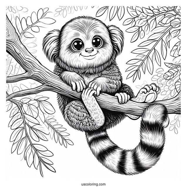 Mauro The Marmoset Hanging From A Branch