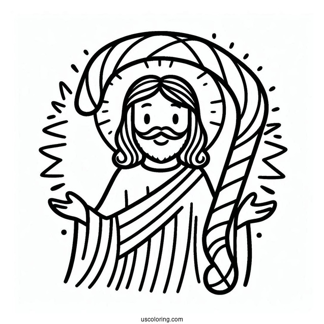 Jesus Candy Cane Coloring Page For Kids