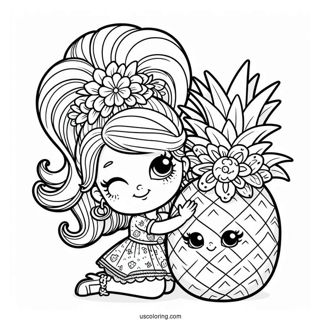 Polly Pocket Coloring Page And Lila Hugging Shani In Pineapple Costume