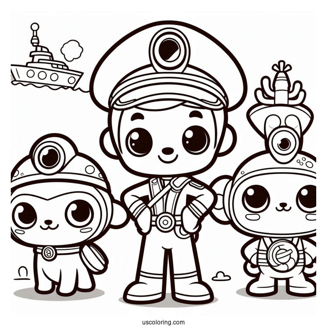 Octonauts Octonauts Coloring Page Of Inkling, Sandy, Captain Barnacles, And Kwazii