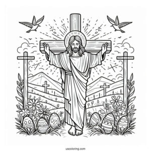 Jesus Easter Cross Coloring Sheet