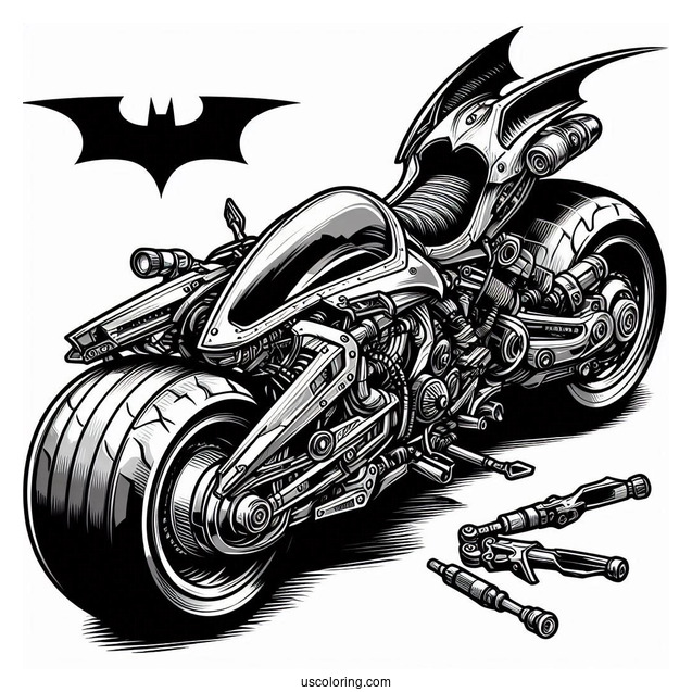 Batpod Motorcycle From Dark Knight Coloring Sheet