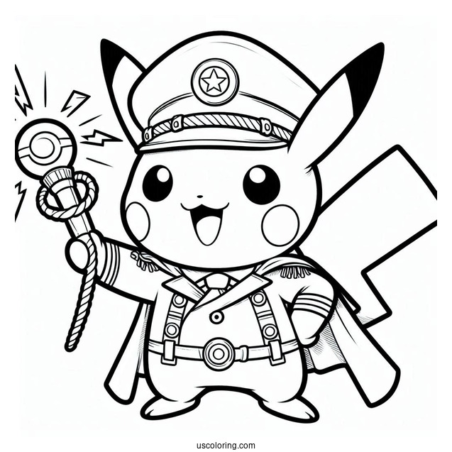 Captain Pikachu Coloring Page