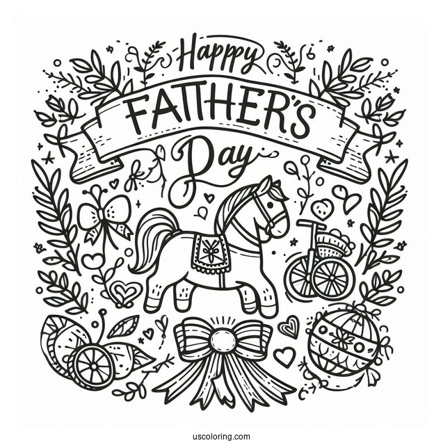 Simple Father's Day Coloring Page Of Words For Kids