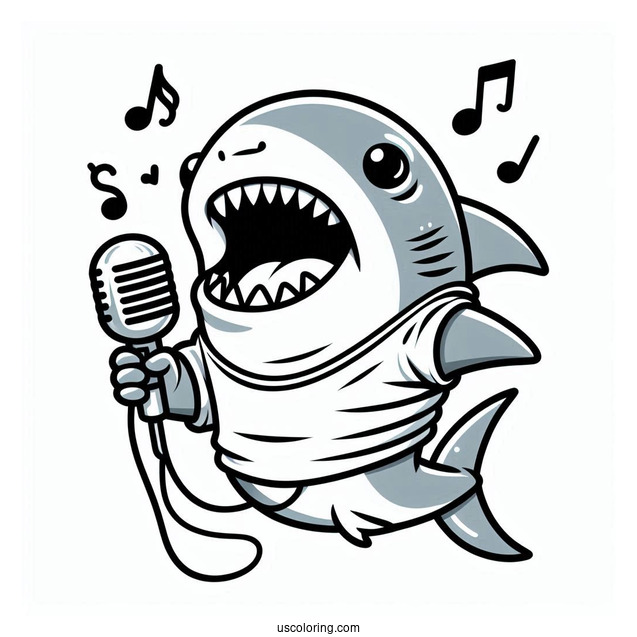 Shark Colornig Page In Shirt Singing On Microphone