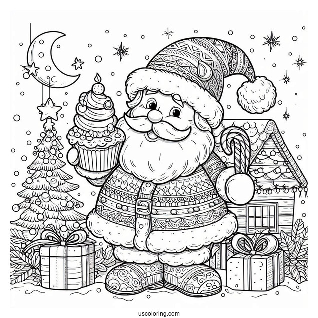 Happy Holidays With Santa To Color
