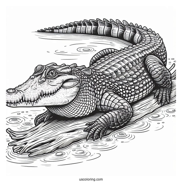 Realistic Coloring Page Of American Crocodile