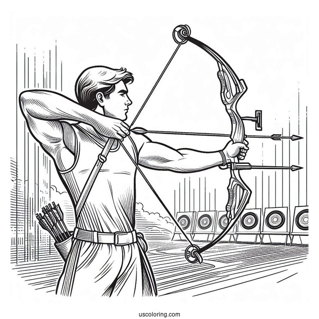 Man In Olympics Coloring Page Of Archery Competition