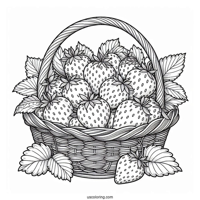 Basket Full Of Strawberries Coloring Page