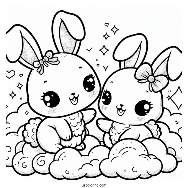 Sunny Bunnies Coloring Page Of Adorable Shiny In The Clouds