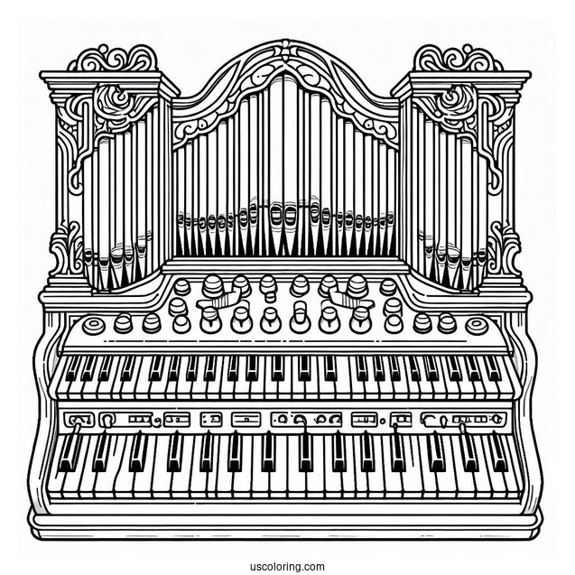 Music Coloring Page Of Organ Keyboard