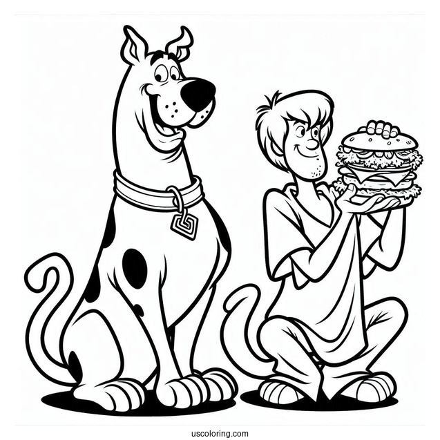 Shaggy And Scooby-Doo Looking At Burger To Eat
