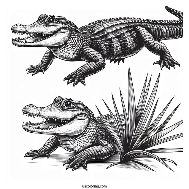 Realistic American Crocodile Coloring Page