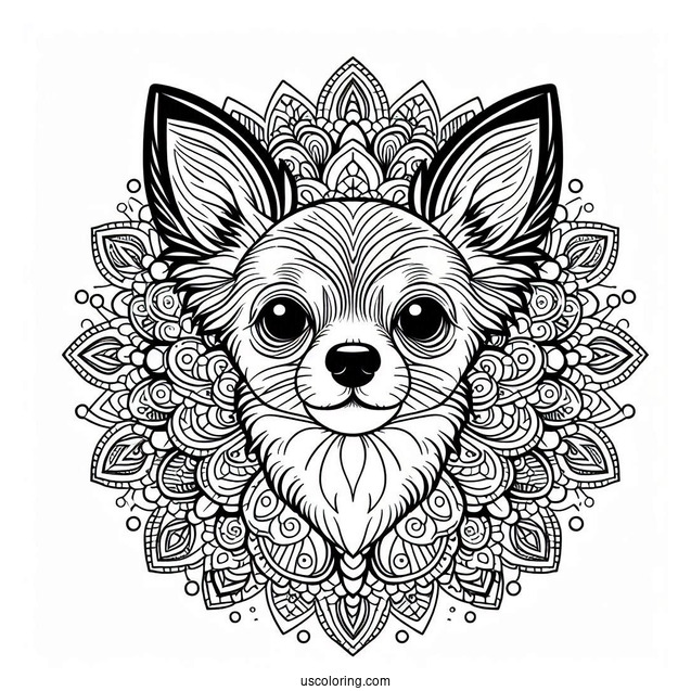 Chihuahua Coloring Page Mandala