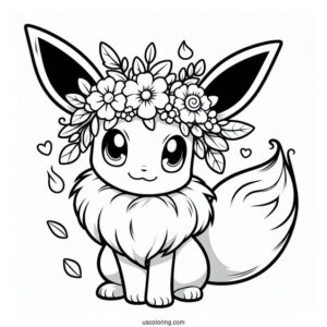 Eevee Wearing Flower Crown Coloring In