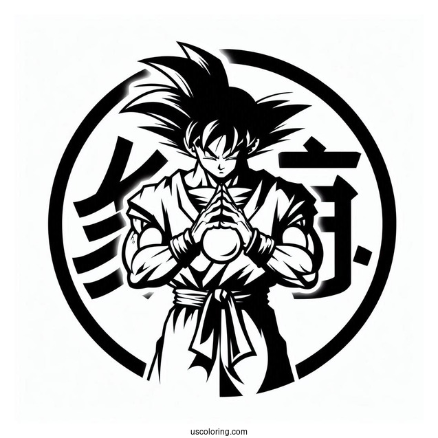 Dragon Ball Z Coloring Page Of Easy Goku Kanji Symbol