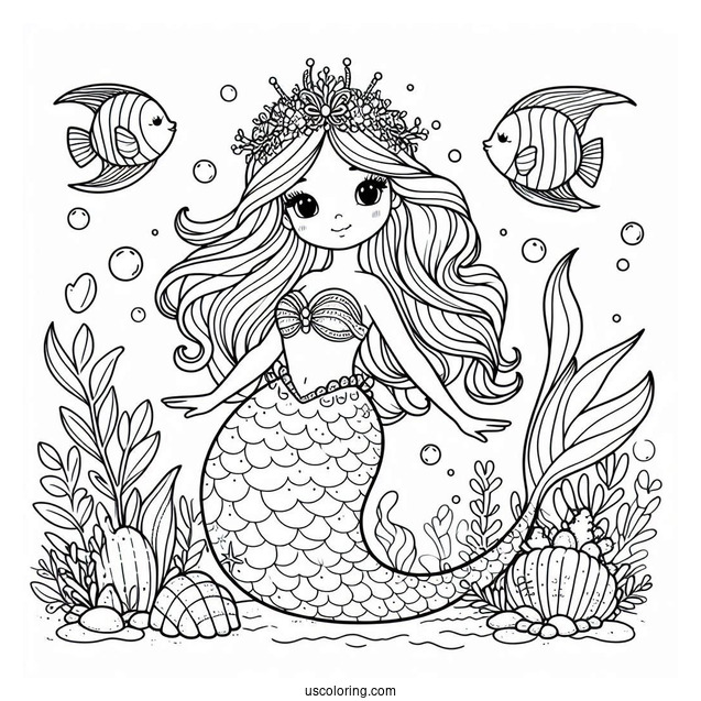 Mermaid Princess Coloring Page Under The Sea