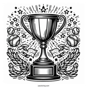 Baseball Coloring Page Of Champions Trophy Celebration