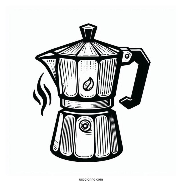Coffee Coloring Pages Of Easy Outline Of Moka Coffee Pot