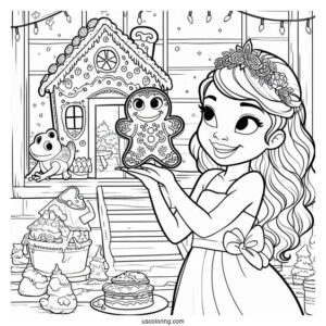 Tiana Holding Up Gingerbread House