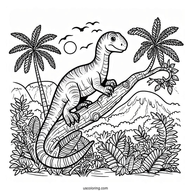 Simple Jobaria Dinosaur Coloring Page Of Climbing Up For Kids