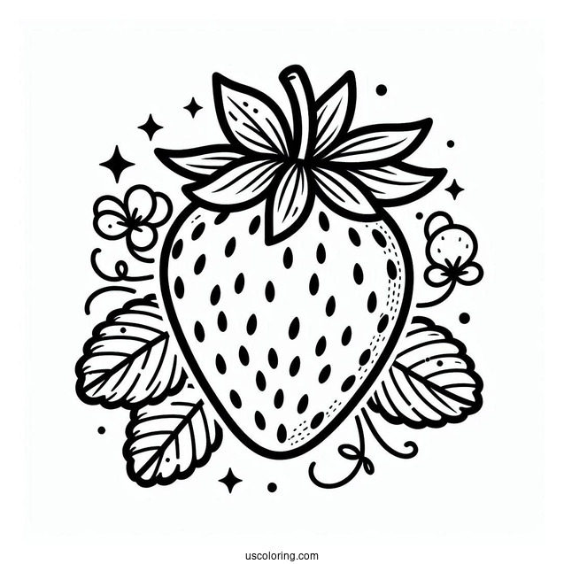 Simple Strawberry Coloring Sheet For Kids
