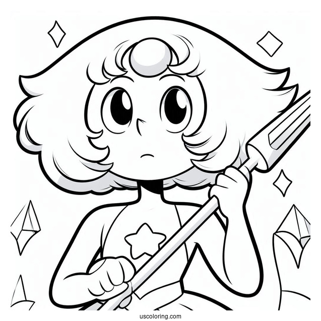 Steven Universe Coloring Page Of Simple Pearl Holding Spear