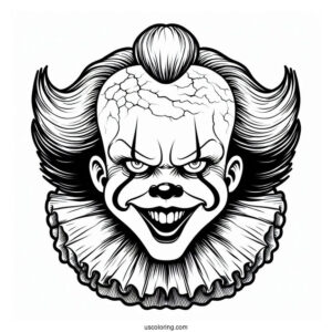 Grinning Pennywise Coloring Page For Kids