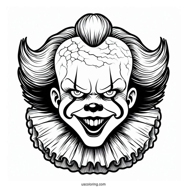 Grinning Pennywise Coloring Page For Kids