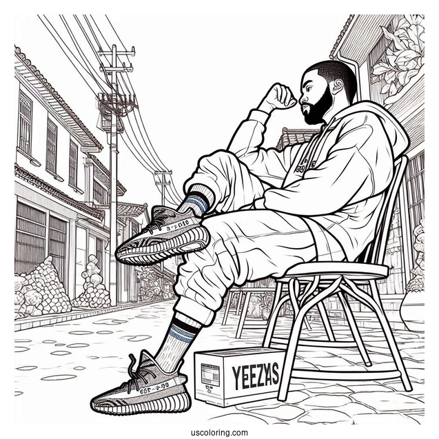 Man Wearing Yeezy Mono Safflower With Adidas Socks