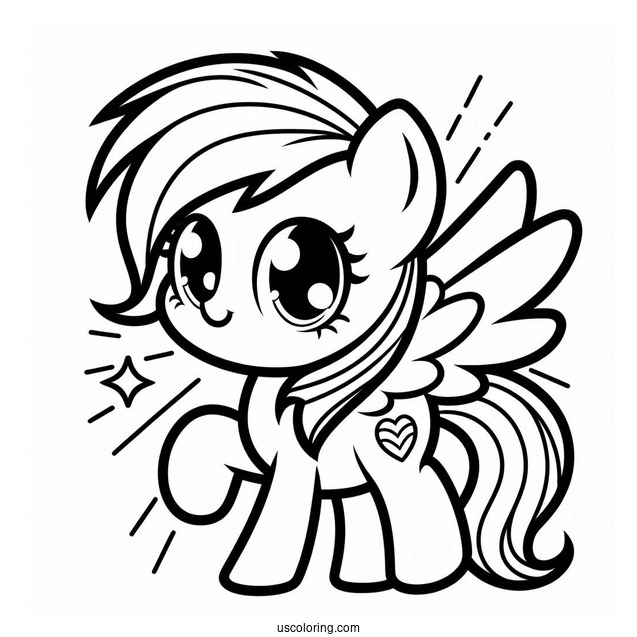 Kawaii Rainbow Dash Outline For Kids