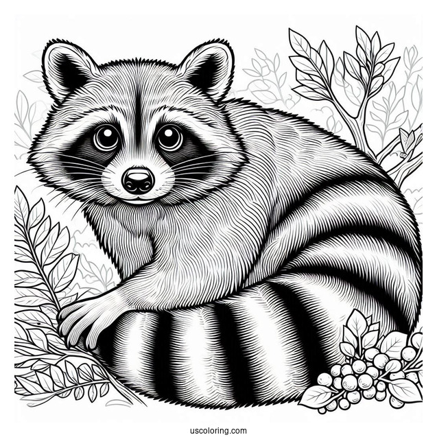 Large Realistic Raccoon Coloring Page