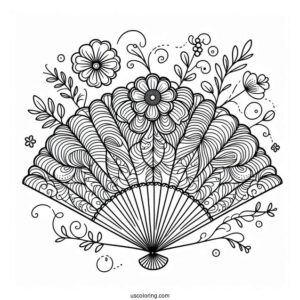 Fan Flower Pattern Coloring Page