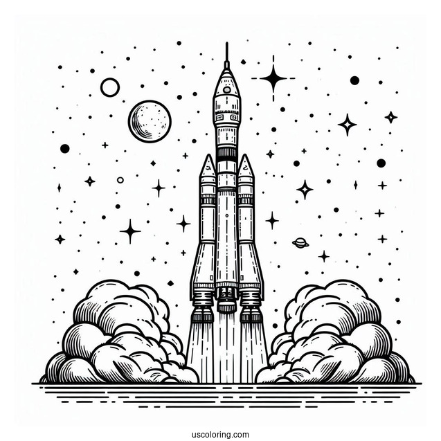 Simple Outline Of Soyuz Rocket To Color