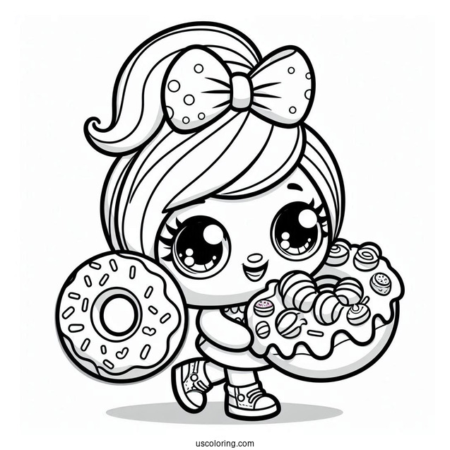 Easy Donnatina Shopkins Carrying Donuts To Color