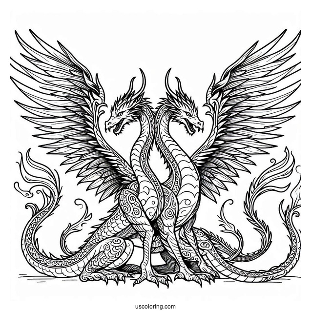 Two Headed Dragon Coloring Sheet