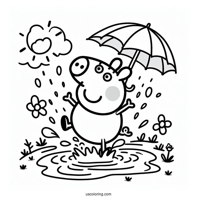 Peppa Pig Jumping In Puddle