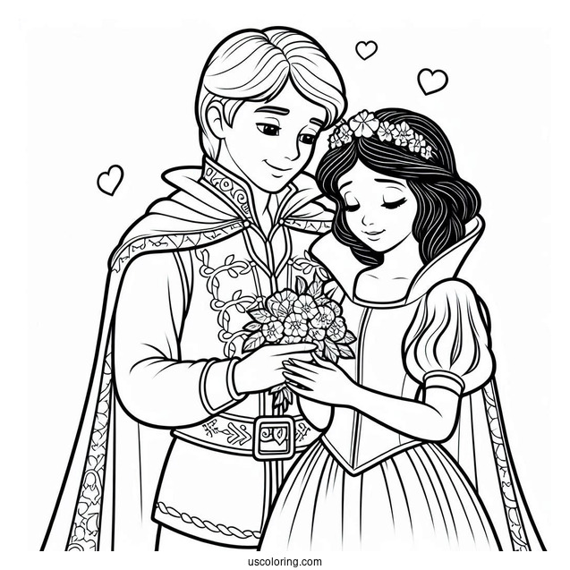 The Prince Holding Snow White To Color